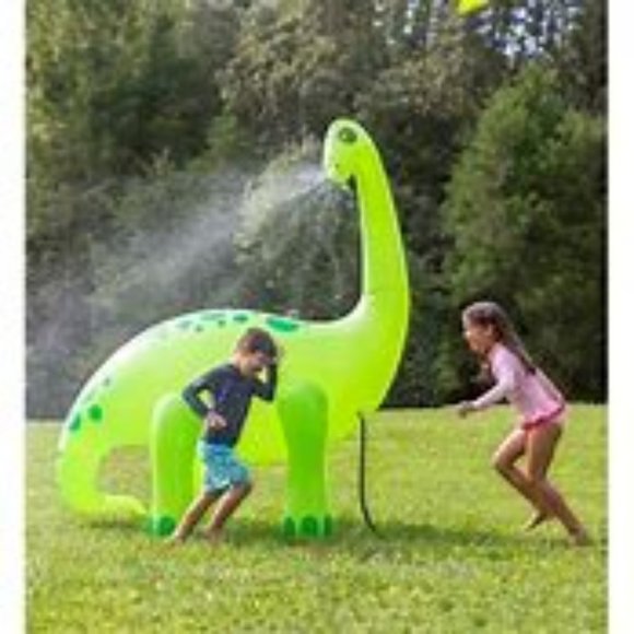 Hearthsong Other - HearthSong | Kids Gigantic 7'H Inflatable Green Dinosaur Sprinkler for Outdoor A